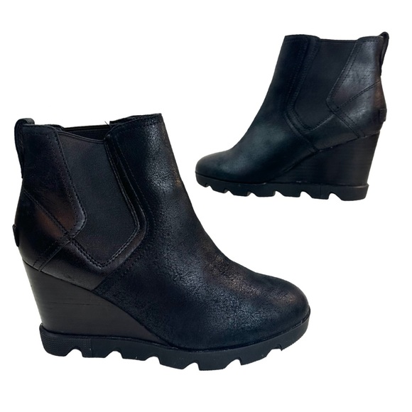Sorel Women’s Joan Uptown Waterproof Wedge Chelsea Boot in Black Size: 9 - Picture 2 of 16